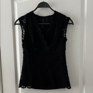 Chic Black Lace Cap Sleeve Blouse